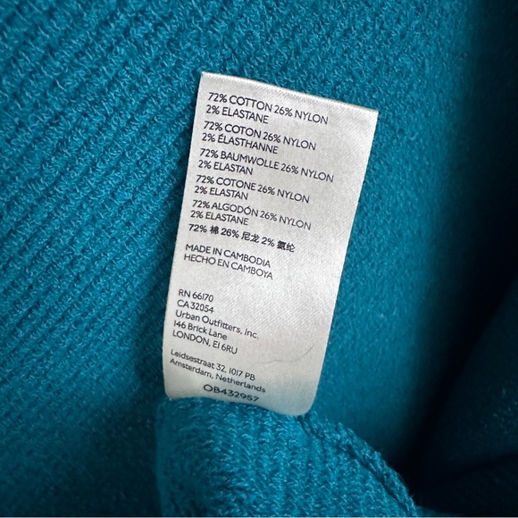 Free People Ottoman Tunic Cotton Blend Teal Sweater, Size Medium Tropical Bay - Picture 9 of 9